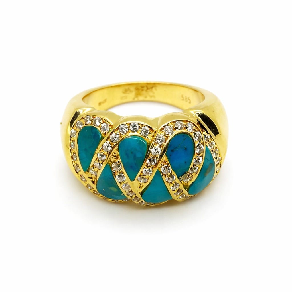 Inel de aur galben 14K model Alice in Wonderland