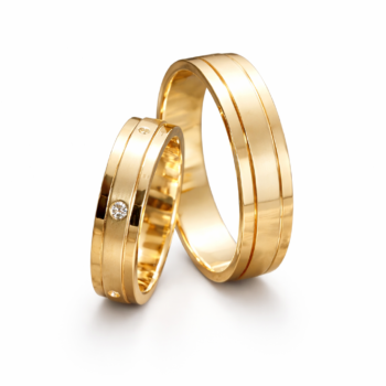 Verighete de aur cu diamante lucrate manual model King and Queen