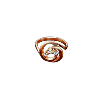 Inel de aur galben 14K în formă de spirală decorat cu pietre de zirconia