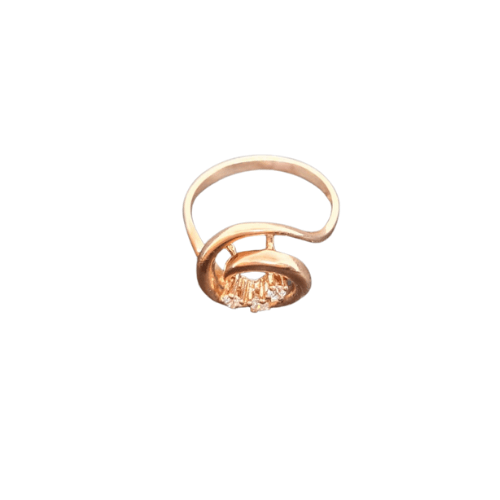 Inel de aur galben 14K în formă de spirală decorat cu pietre de zirconia albe
