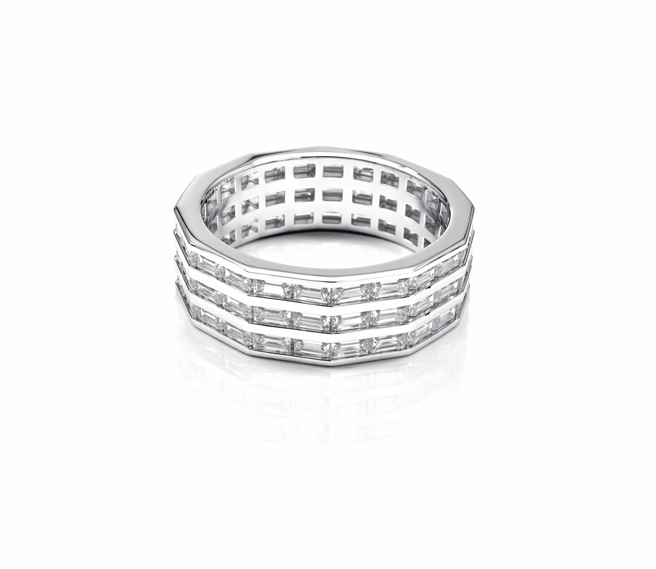 Inel de argint 925 model lat cu zirconia albe
