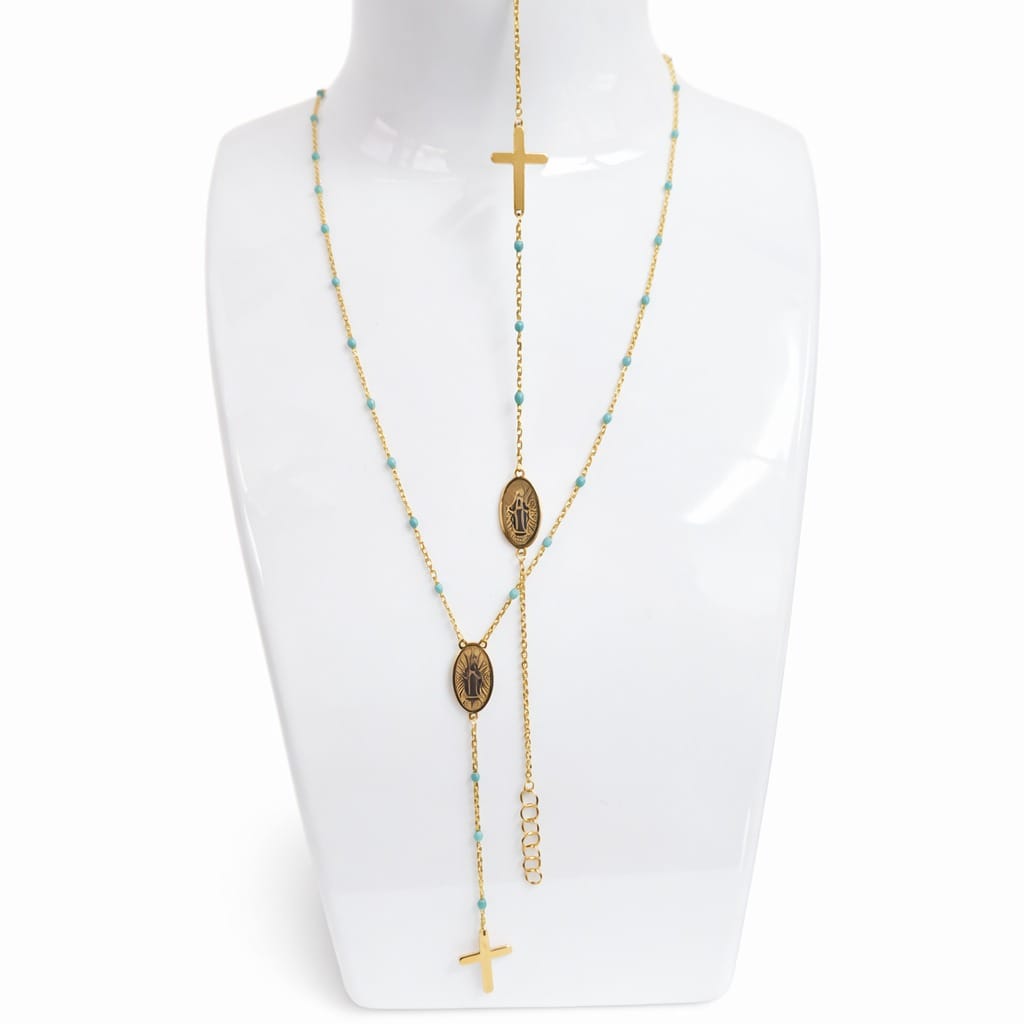 Set rozariu de aur 14K colier si bratara