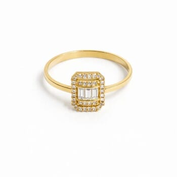 Inel de aur galben 14K cu forma patrata