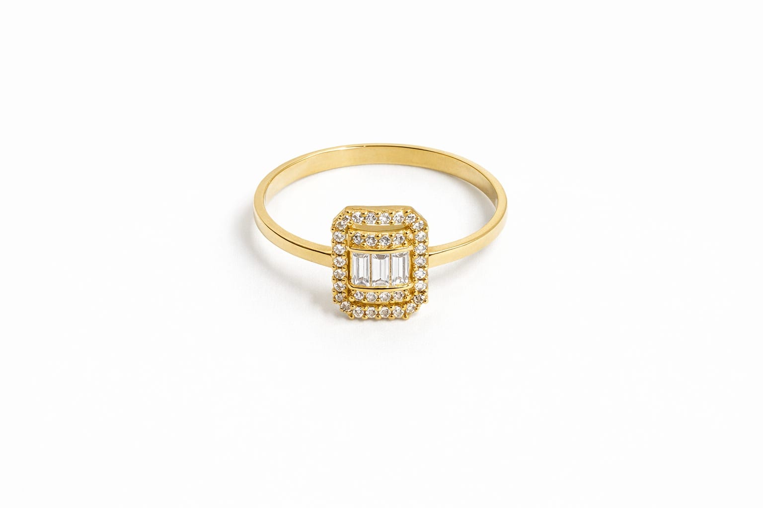 Inel de aur galben 14K cu forma patrata