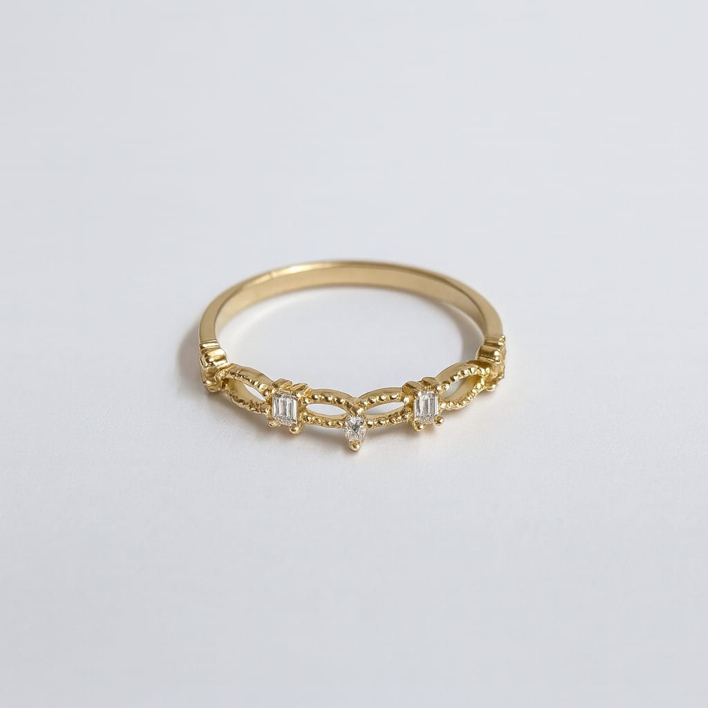 Inel din aur 14K cu zirconii baguette
