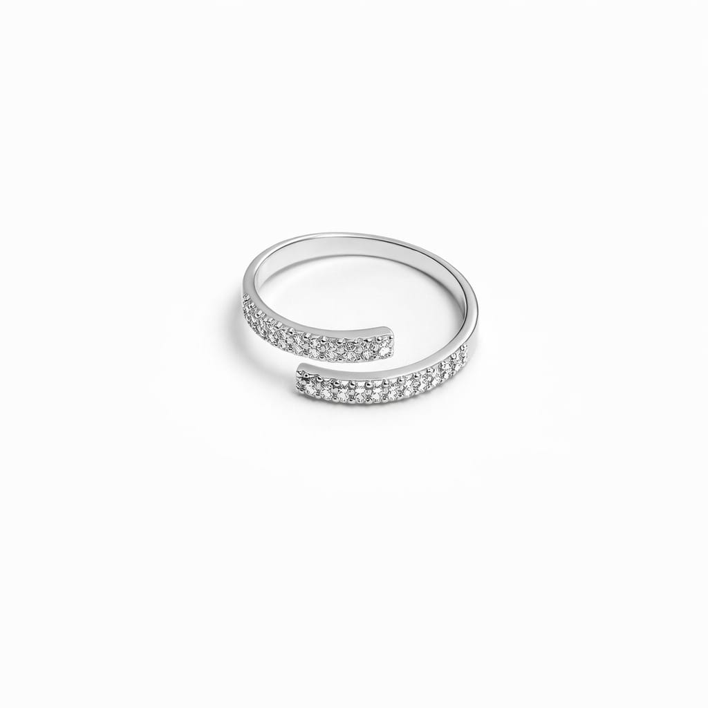 Inel din Argint 925 Reglabil cu Zirconia – Design Modern Minimal