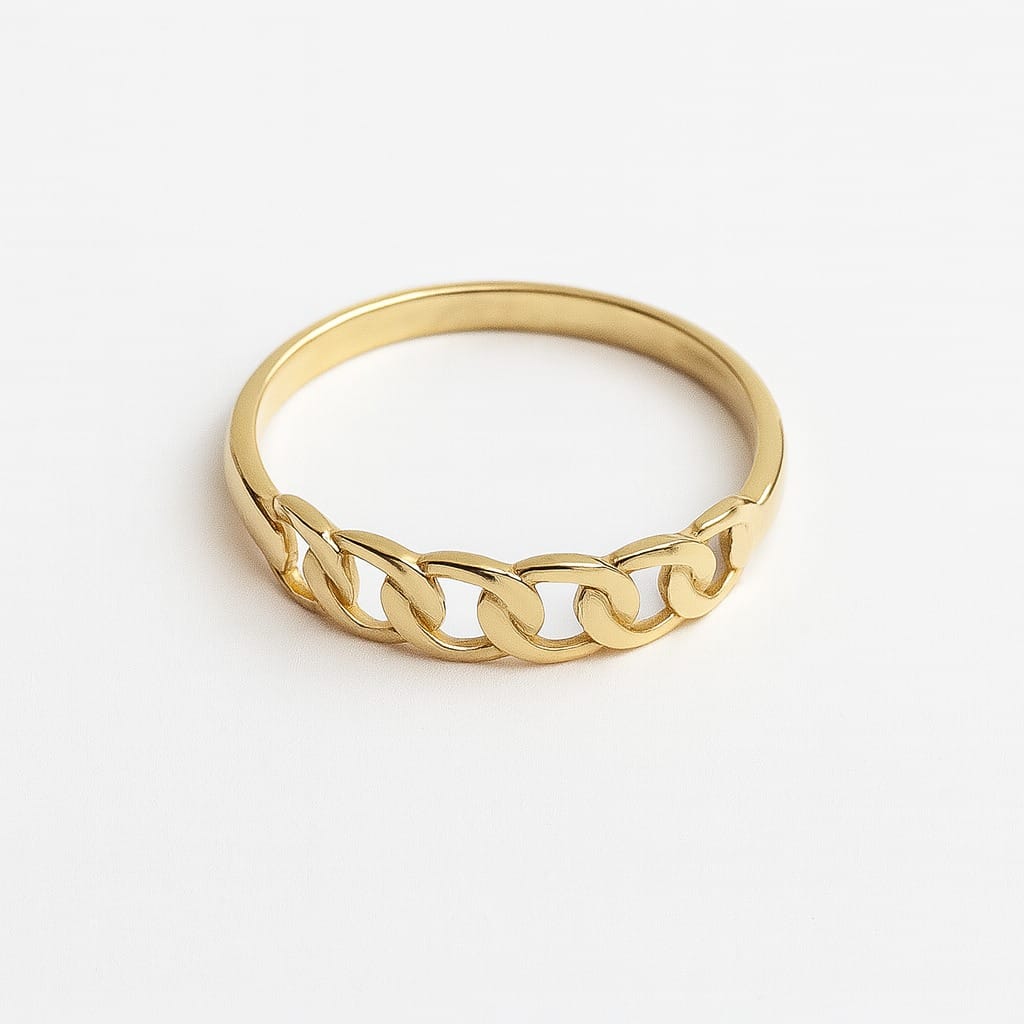 Inel din Aur 14K Model Lanț Cuban – Bijuterie Minimalistă pentru Femei