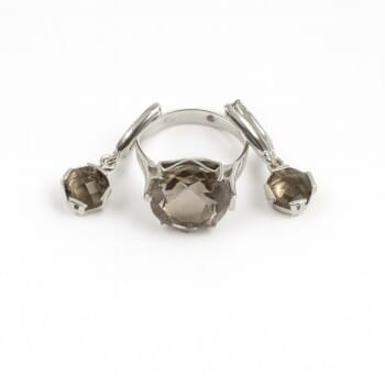 Set Bijuterii din Aur 14K cu Piatra Quartz Fumuriu Smoky Royal