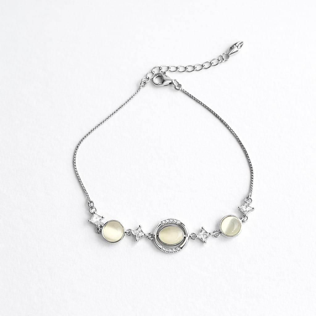 Brățară din argint 925 cu pietre cat-eye și zirconii – model elegant ajustabil