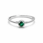 Inel din Argint 925 cu piatră zircon verde & halo delicat