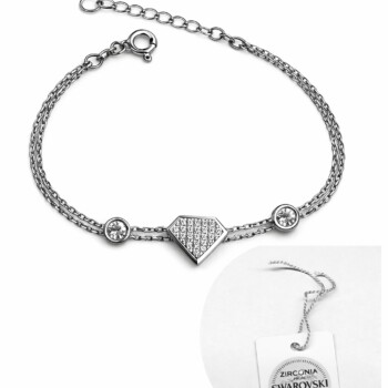 Brățară din Argint 925 cu Element Geometric și Zirconii Swarovski