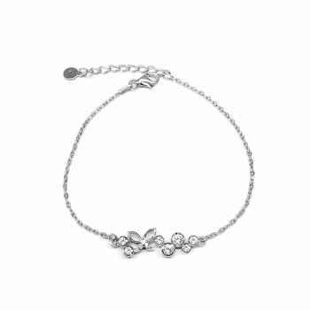 Brățară din Argint 925 cu Fluture și Zirconii – Model Delicat, Reglabilă
