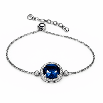 Brățară din Argint 925 cu Zircon Albastru și Halo de Zirconii