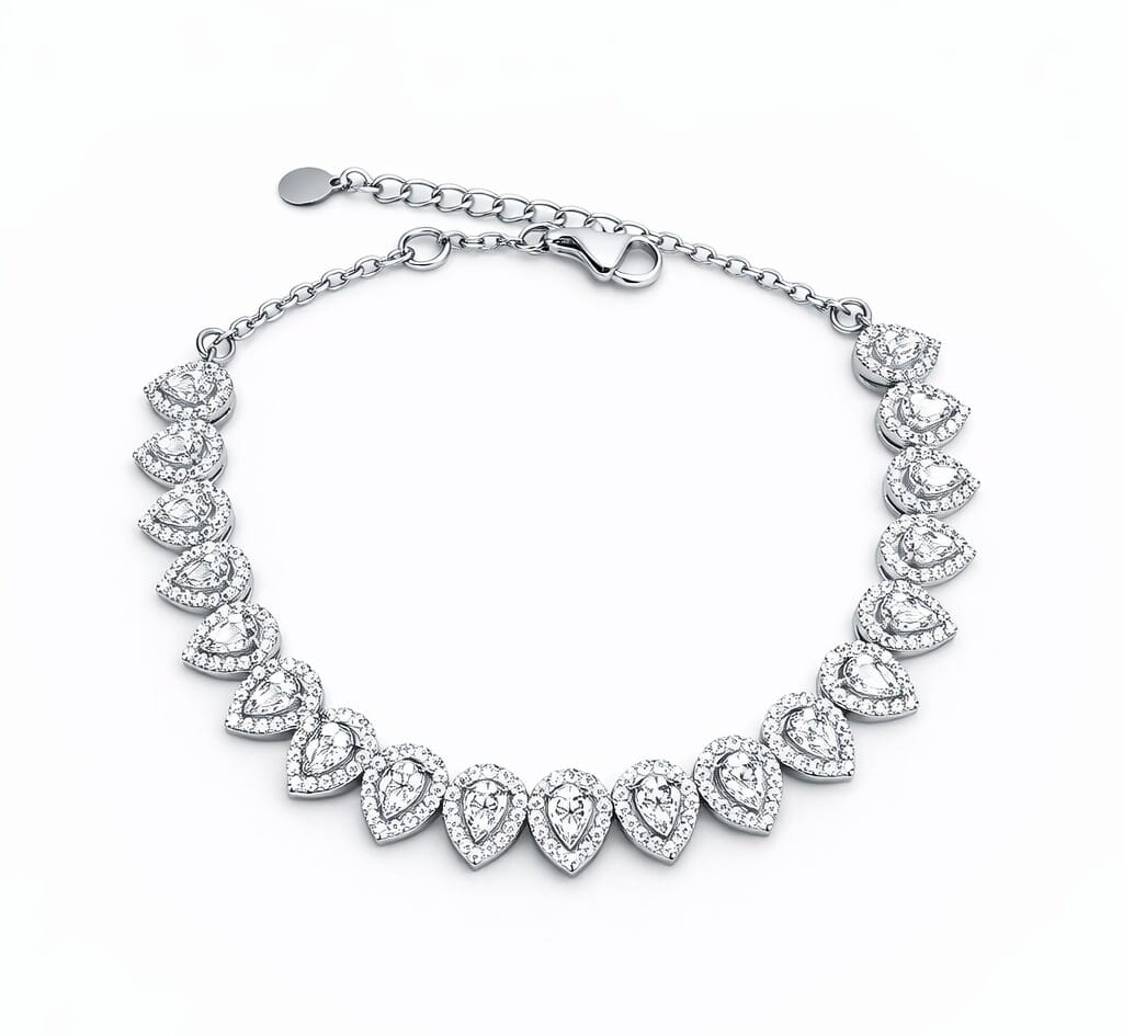 Brățară din Argint 925 cu Zirconii în Formă de Lacrimă – Luxury Pear Shine
