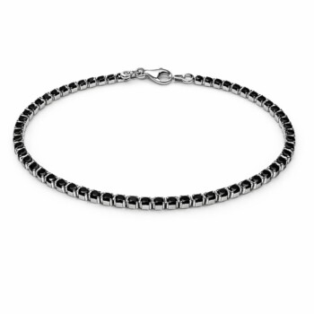 Lănțișor Tennis din Argint 925 cu Zirconii Negre – Model Luxury, Strălucire Intensă