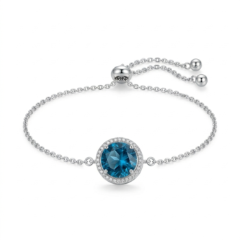 Brățară Argint 925 Royal Blue cu Cristal Central și Închidere Reglabilă